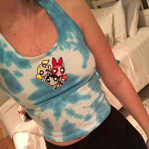 Powerpuff girls Tie dye tank top crop top blue